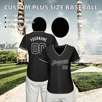 Maillot de baseball personnalisé avec logo, impression par transfert thermique direct de haute qualité, motif 3D, grande taille, noir uni, été, manches courtes