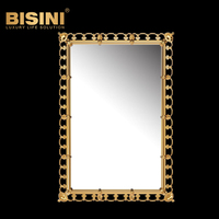 Gold Plated Brass Finished European Design Solid Copper Mirror Hand Polished Decorative Wall Art for Villa Bedroom