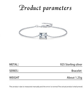 S925 Sterling <b>Silver</b> 18k gold <b>thin</b> <b>chain</b> bracelet Minimalist <b>Chain</b> Bracelet With Emerald Cut Crystal For Women's Everyday Wear - Product Image 2