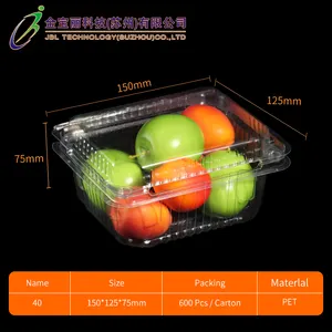 사용자 정의 투명 투명 식품 용기 애완 동물 일회용 플라스틱 폴더 형 야채 과일 포장 상자 포도 열매 체리