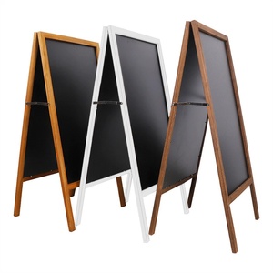 Tableau noir rustique en bois brun sur pied, magnétique, pliable avec support pour enseigne commerciale - Product Image 4
