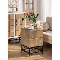 Table basse rétro en bois massif rustique Petite table carrée de style américain pour HomeStay Salon Chambre
