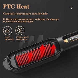 Cepillo Alisador de Cabello con Iones Negativos de Cerámica, Pantalla LCD, Peine Eléctrico 2 en 1, 10 Temperaturas, Herramienta de Peinado Portátil - Product Image 4
