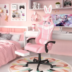 <span class=keywords><strong>Silla</strong></span> de ordenador para mujer, <span class=keywords><strong>silla</strong></span> de ordenador de carreras ergonómica con respaldo alto, rosa, ajustable, para oficina - Product Image 4
