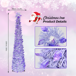 ชุดตกแต่งต้นคริสต์มาสสีม่วงลายดอกชบาแบบใหม่ พร้อมฉากสร้างสรรค์และต้นคริสต์มาสแบบขยายได้ - Product Image 5