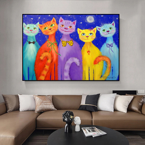 Dipinto su Tela con Animali Adorabili, Gatti Sorridenti, <span class=keywords><strong>Poster</strong></span> e Stampe d'Arte <span class=keywords><strong>da</strong></span> <span class=keywords><strong>Parete</strong></span> per <span class=keywords><strong>Camera</strong></span> <span class=keywords><strong>da</strong></span> <span class=keywords><strong>Letto</strong></span>, Decorazione Domestica - Product Image 3