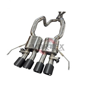 Échappement arrière à soupapes en acier inoxydable Vortex pour Corvette C7 6.2L avec tube intermédiaire en X et embouts centraux quadruples en carbone - Product Image 3