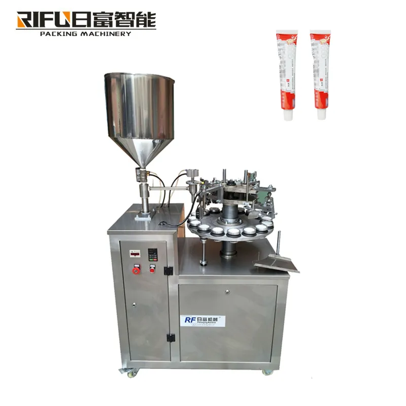 Semi automatic ointment tube filling sealing machine / AB glue aluminum tube filling folding machinery