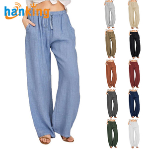 Ehanking da <span class=keywords><strong>donna</strong></span> <span class=keywords><strong>pantaloni</strong></span> larghi con coulisse in cotone e <span class=keywords><strong>lino</strong></span> <span class=keywords><strong>pantaloni</strong></span> larghi da <span class=keywords><strong>donna</strong></span> <span class=keywords><strong>pantaloni</strong></span> Casual larghi elasticizzati <span class=keywords><strong>pantaloni</strong></span> dritti con lacci - Product Image 1
