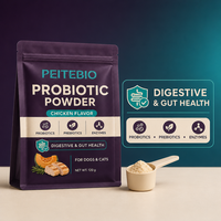 Poudre probiotique PEITEBIO pour chiens et chats avec probiotiques, prébiotiques et enzymes, saveur poulet, soutien digestif, 120g