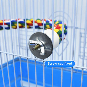 Qbellpet jual cepat warna-warni tali katun Perch burung dengan bel memanjat Bar burung Bungee mainan burung beo mengunyah mainan - Product Image 4