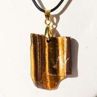 Collar con Colgante de Ojo de Tigre Amarillo Natural Estilo Boho, Piedra de Cuarzo Cristalino Pulido Irregular, Espécimen Mineral Curativo, Moda