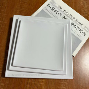 Grosir Pabrik Tiongkok piring makan melamin plastik tidak dapat pecah piring persegi melamin putih <span class=keywords><strong>Resin</strong></span> 100% - Product Image 3