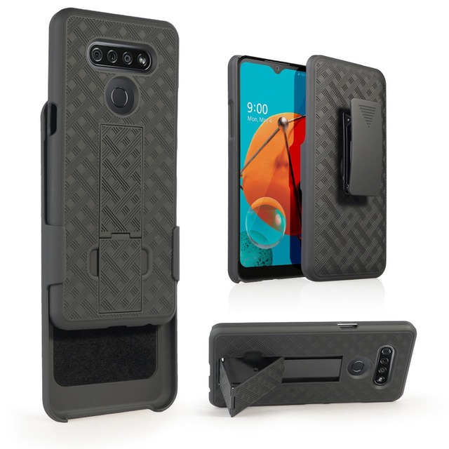 Kickstand Phone Cases for LG K51 Tpu PC Heavy Duty Rotatable Belt Clip Multi Layers Phone Case