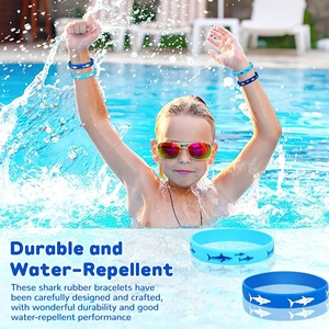 Bracelets en silicone personnalisés en gros, motif requin, thème vie marine, bracelets promotionnels pour fêtes d'anniversaire d'enfants, cadeaux de baby shower - Product Image 5
