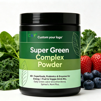 Poudre de Super Aliments Verts Marque Blanche : Spiruline & Chlorelle, Jus Vert en Poudre & Suppléments de Légumes Verts avec Fibres Prébiotiques