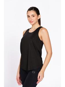 Wholesale Munns & Mars <b>Women</b> Black Polyester Activewear Tank <b>Top</b> Solid Box Pleated Sleeveless Athletic Clothing for Fitness - Product Image 3