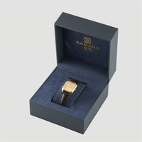 Montre de couple élégante et luxueuse pour femme, boîtier carré en alliage doré, chiffres romains, bracelet en cuir, légère, mouvement à quartz, aiguilles