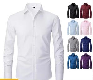 Camicia da lavoro <span class=keywords><strong>slim</strong></span> <span class=keywords><strong>fit</strong></span> antipiega e antistatica da <span class=keywords><strong>uomo</strong></span> per primavera e autunno, ideale per l'<span class=keywords><strong>abbigliamento</strong></span> maschile transfrontaliero - Product Image 6