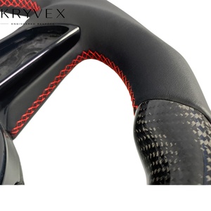 พวงมาลัยหุ้มพวงมาลัยแบบเย็บด้วยมือทำจากหนังและคาร์บอนไฟเบอร์หุ้ม RS3 RS4 S4 <span class=keywords><strong>B9</strong></span> RS3รถ Audi - Product Image 5