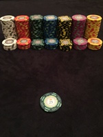 14G Tanah Liat 2-Tone Monte Carlo Poker Chip dengan Golden Trim Stiker