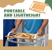 Plateau pliable multifonctionnel en bambou pour déambulateur avec porte-gobelet, plateau de table en bois pour déambulateurs pliants