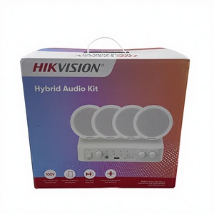 Kit de Audio Híbrido Hikvision DS-QAE1KA80206-4 con Amplificador de Red de 80W y 4 Altavoces de Techo de 6W, Micrófono, RCA, Bluetooth, USB - Product Image 1