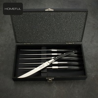 Ensemble de six pièces de haute qualité, design moderne, manche en bois noir, couverts durables, couteau à steak en acier inoxydable pour un usage domestique