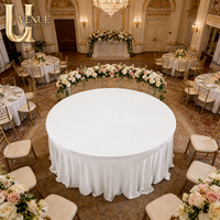 Housse de table ronde en spandex blanc personnalisée Uvenue avec jupe à volants, nappe extensible pour la décoration de la maison, des événements et des mariages