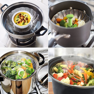 <strong>Steamer</strong> <strong>Pot</strong> Various Size Veggie Fish Seafood Cooking Baby Food <strong>Steamer</strong> <strong>Insert</strong> <strong>Vegetable</strong> Foldable Stainless Steel <strong>Steamer</strong> Basket - Product Image 2