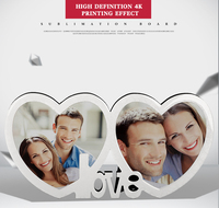 Double coeur forme cadre photo numérique sublimation cadre photo en bois blanc pour les couples MD-054