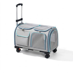 Breathable Pet Carrier Trolley Foldable Dog and Cat Travel <b>Bag</b> <b>on</b> <b>Wheels</b> Polyester Outdoor Pet Crate - Product Image 1
