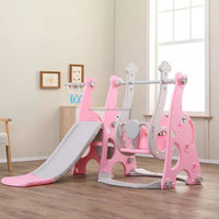 Ensemble de toboggan et balançoire 3 en 1 pour tout-petits avec panier de basket bleu, aire de jeux intérieure en plastique pour enfants, activité à domicile
