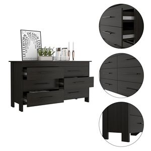 Southington <b>6</b>-<b>Drawer</b> Black Wengue Dresser Modern Storage Bedroom Furniture - Product Image 3