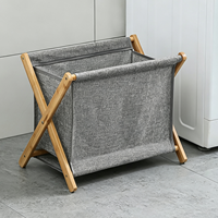 Panier à linge pliable en bambou, panier à linge sale en lin nordique, panier de rangement pliable, bac de rangement pour le linge