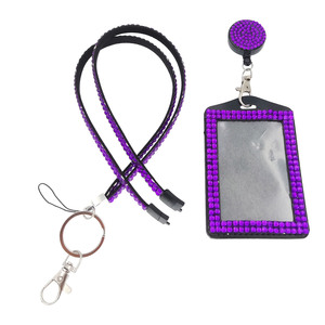 Cordón de cadena de diamantes de imitación para tarjetas de identificación, soporte de cristal retráctil, carrete de insignia, cordón para el cuello con logotipo personalizado - Product Image 3