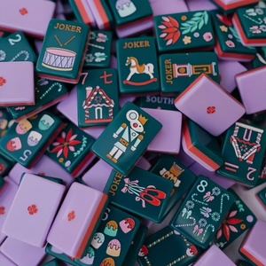 Juego de Mahjong de Lujo de 160 Piezas, <span class=keywords><strong>3</strong></span> Capas, OMM, Portátil, Color Morado, con Fichas Acrílicas de Cascanueces Americano, para <span class=keywords><strong>Club</strong></span> Nocturno - Product Image 1