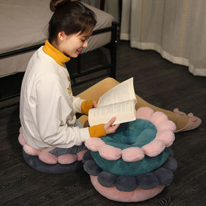 Coussin de sol en peluche en forme de fleur, 40x40 cm, imitation fourrure de lapin extra douce, coussin rond pour salon, chambre à coucher, usage domestique - Product Image 3