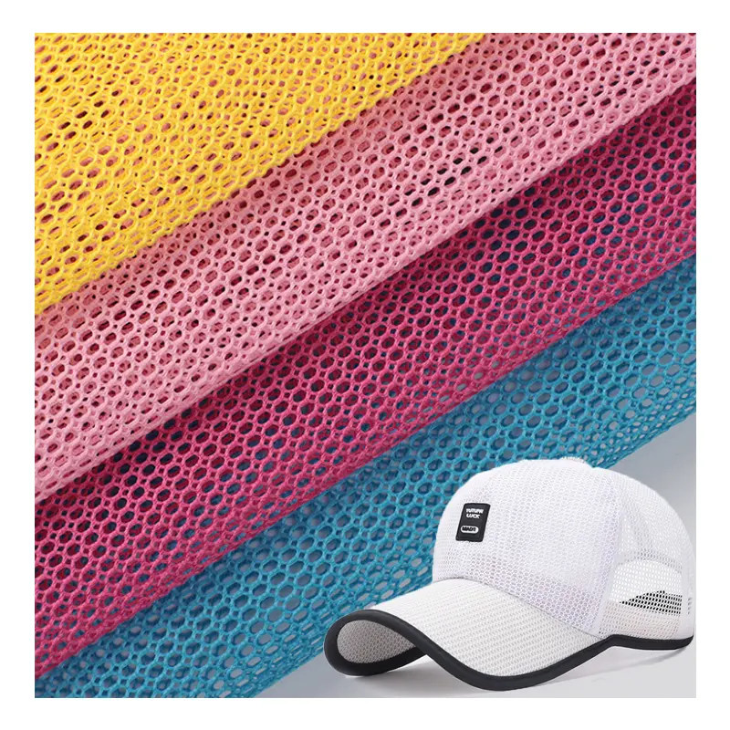 Stock tessuto traspirante parasole resistente resistente alla maglia rete 100% poliestere maglia tessuto berretto da baseball cappello sedia da ufficio borsa scarpa
