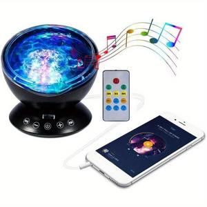 Projecteur de lumière de nuit en forme de vague d'océan, lampe de chevet avec télécommande, câble USB, lecteur de musique, cadeaux pour enfants, décoration de chambre - Product Image 3