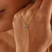 Collier Pendentif Personnalisé en Acier Inoxydable avec Pierre de Naissance Colorée (12 Mois) et Breloque CZ Colorée pour Femme - Vente en Gros