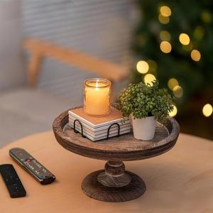 Retro Country Style Wooden Candle Holder <strong>Tray</strong> Turntables Kitchen Decorative <strong>Dessert</strong> Buffet Table Display Stand for Cake Food - Product Image 2