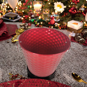 Прямая продажа, металлическое ведро для льда 1,3 галлонов, Оцинкованное металлическое ведро красного цвета для праздничного пива - Product Image 5