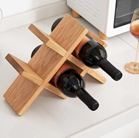 Support à vin en bois massif au design croisé, porte-bouteilles de comptoir, présentoir autoportant en bois pour bouteilles de vin et pots à épices