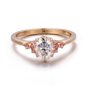 แหวนมอสซาไนต์ทรงรี ใบรับรอง GRA ทองคำแท้ 14k 18k ดีไซน์ใหม่ งานแฮนด์เมด เครื่องประดับสำหรับผู้หญิงและผู้ชาย สำหรับงานหมั้น - Product Image 3