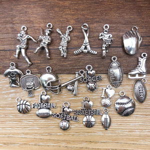 Antique Silver Alloy Sports Charms Pendant DIY Jewelry Accessories 20 Styles Mixed Set - Product Image 4