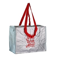Sac écologique réutilisable de grande taille, cabas à provisions écologique avec fermeture éclair, couleur argent, pp stratifié, offre spéciale