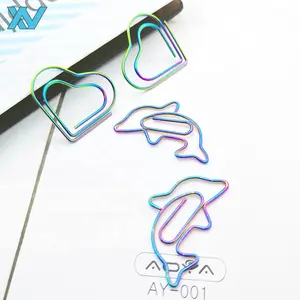 clipes de papel colorido Suppliers-Clipes de papel personalizados coloridos do coração dolphin, clipes de papel