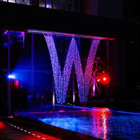 Fontaine numérique extérieure professionnelle à rideau d'eau, lumières RGB/laser, étanche IP68, construction en acier inoxydable
