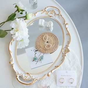Pháp Cổ điển vàng hình bầu dục Tabletop Gương trang điểm và cao cấp gương khay nhà Bảng trang trí nội thất và đạo cụ hình ảnh - Product Image 4